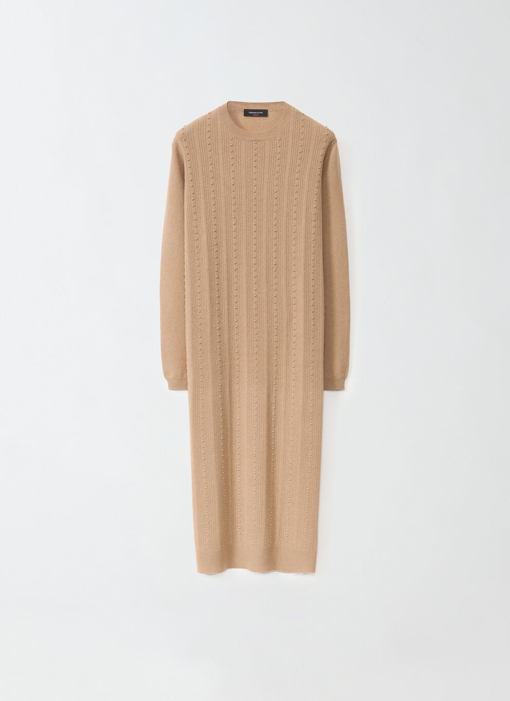 Camel Fitted Knit Dress