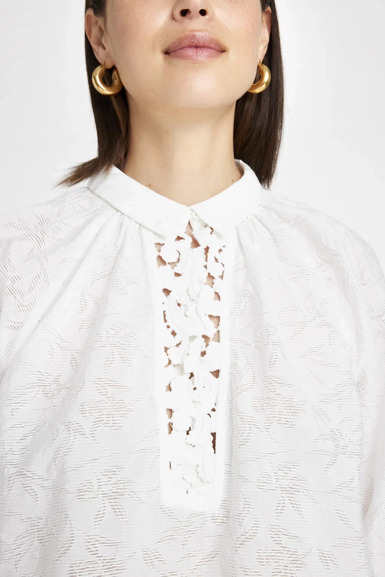 Annsofie White Blouse with Lace Detail