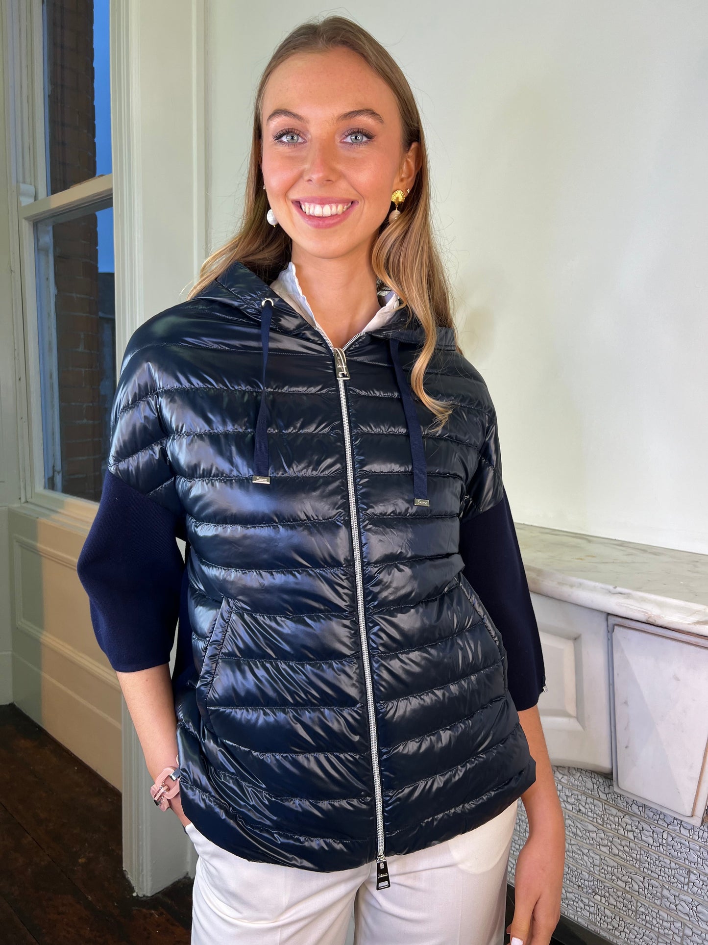 Navy Compact Cotton and Nylon Ultra Light Jacket