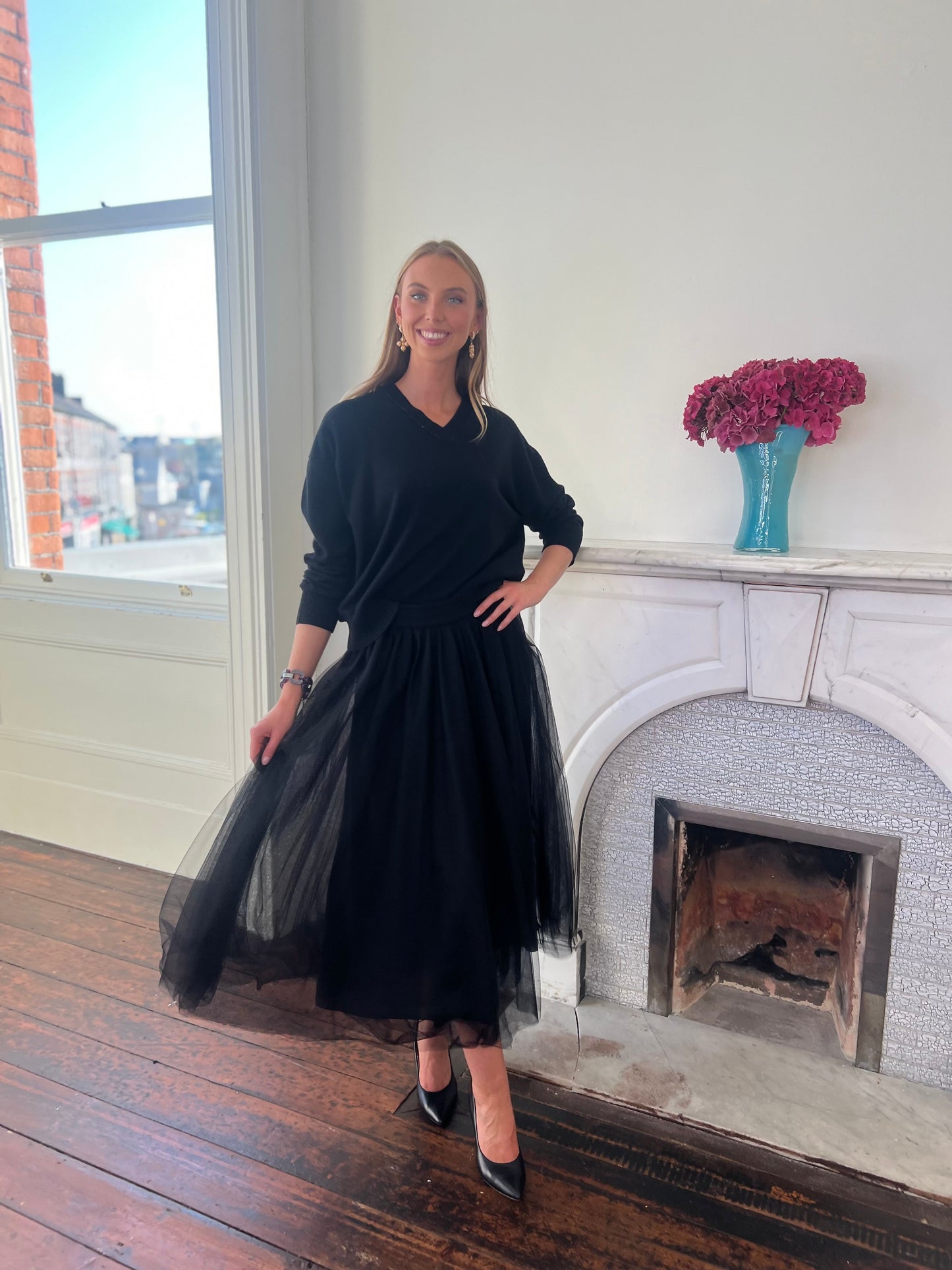 Black Tulle Skirt with Elasticated Waist