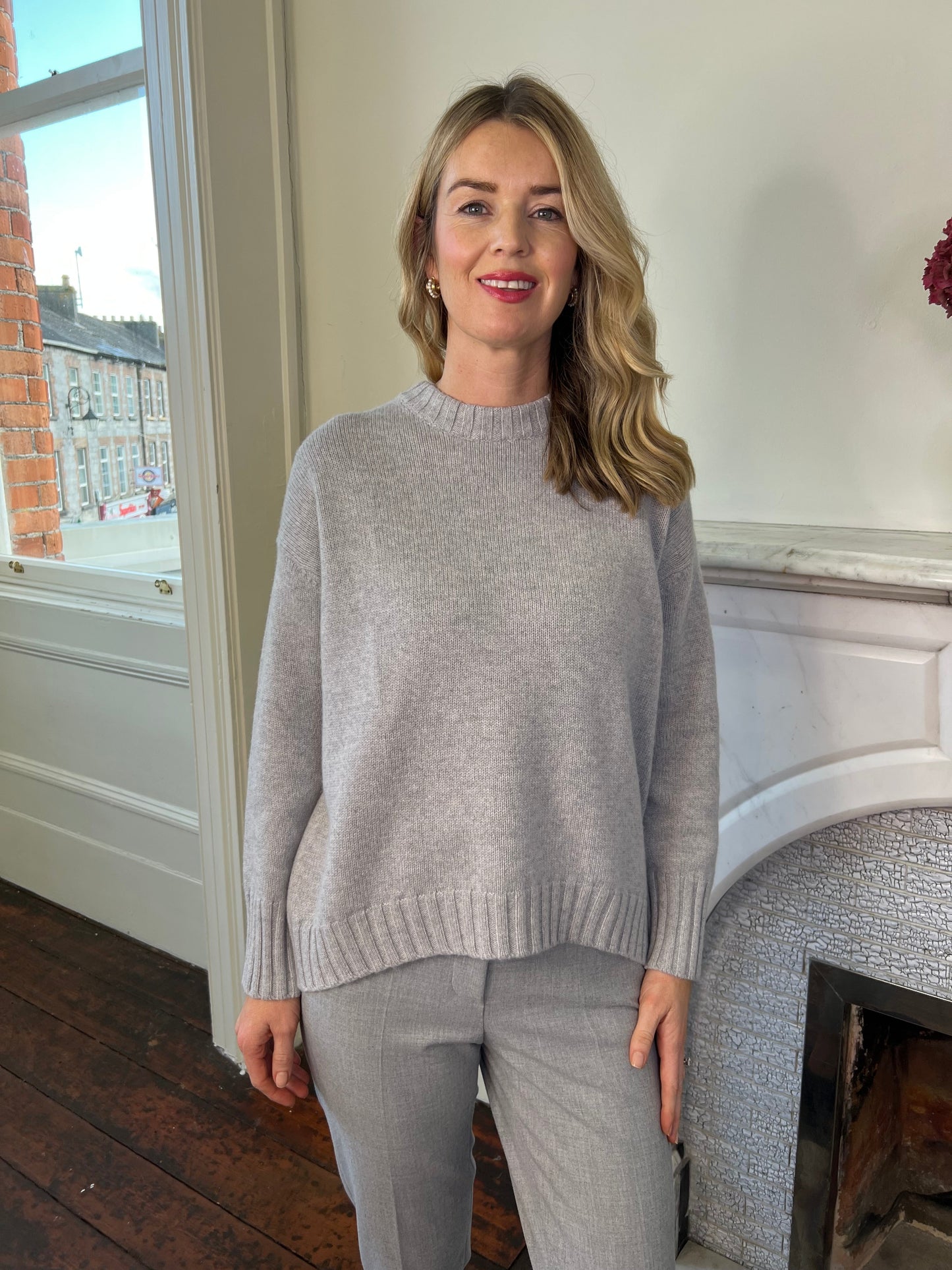 Light Grey Relaxed Wool Knit Sweater