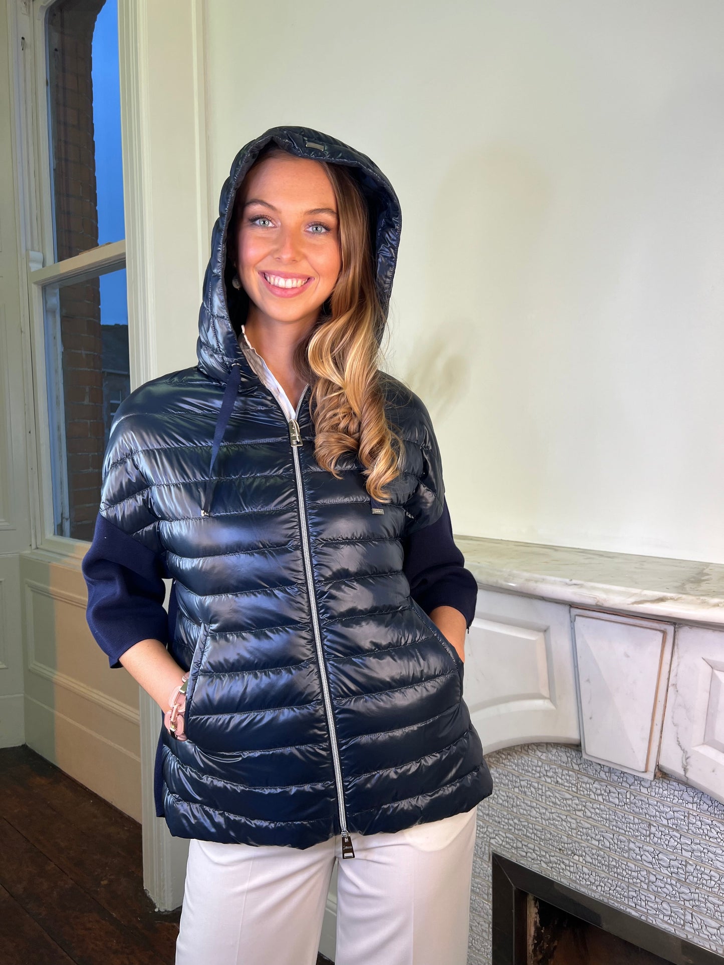 Navy Compact Cotton and Nylon Ultra Light Jacket