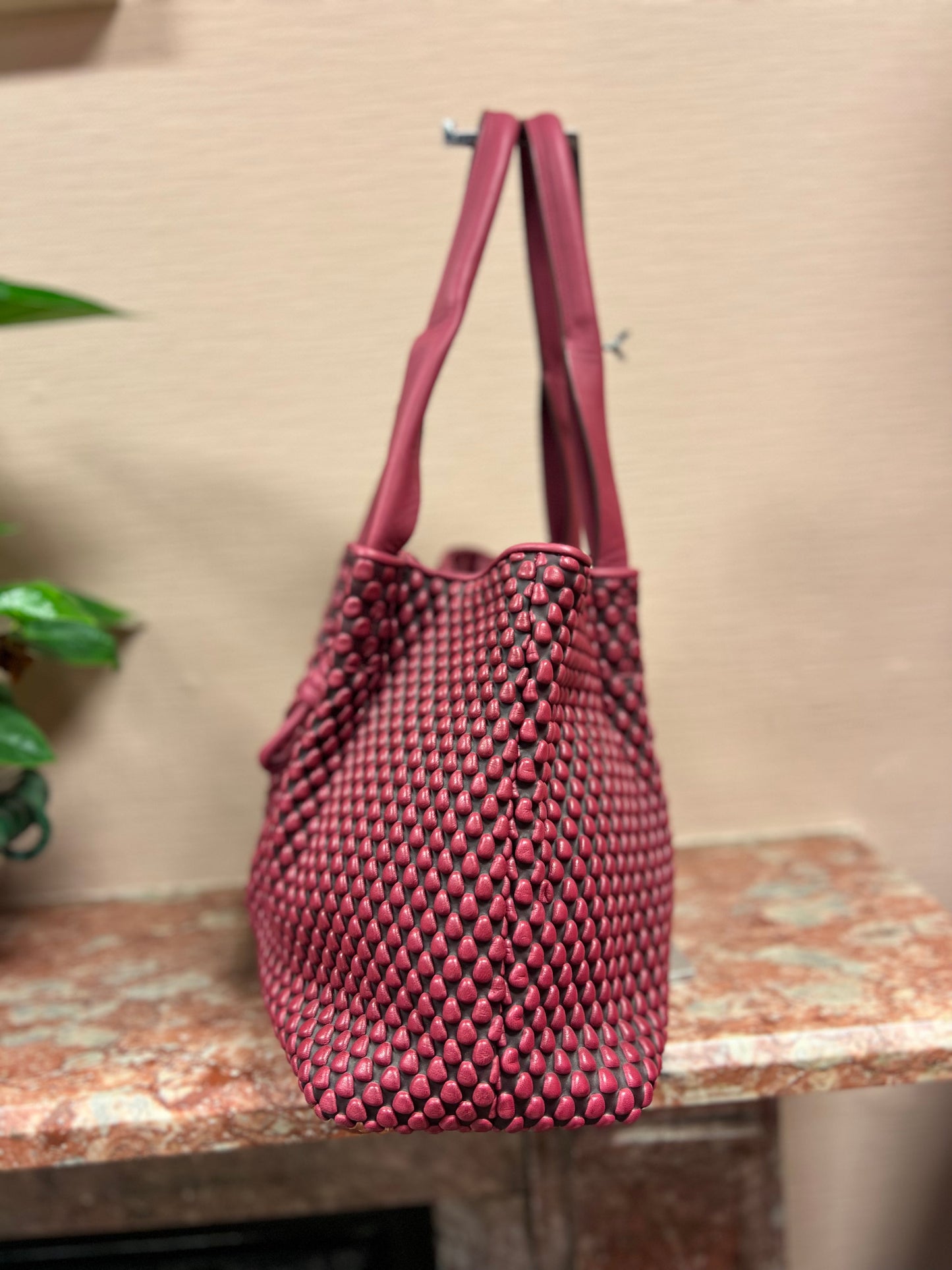 Amethyst Bubbled Lambs Leather Small Surprise Shopper Bag