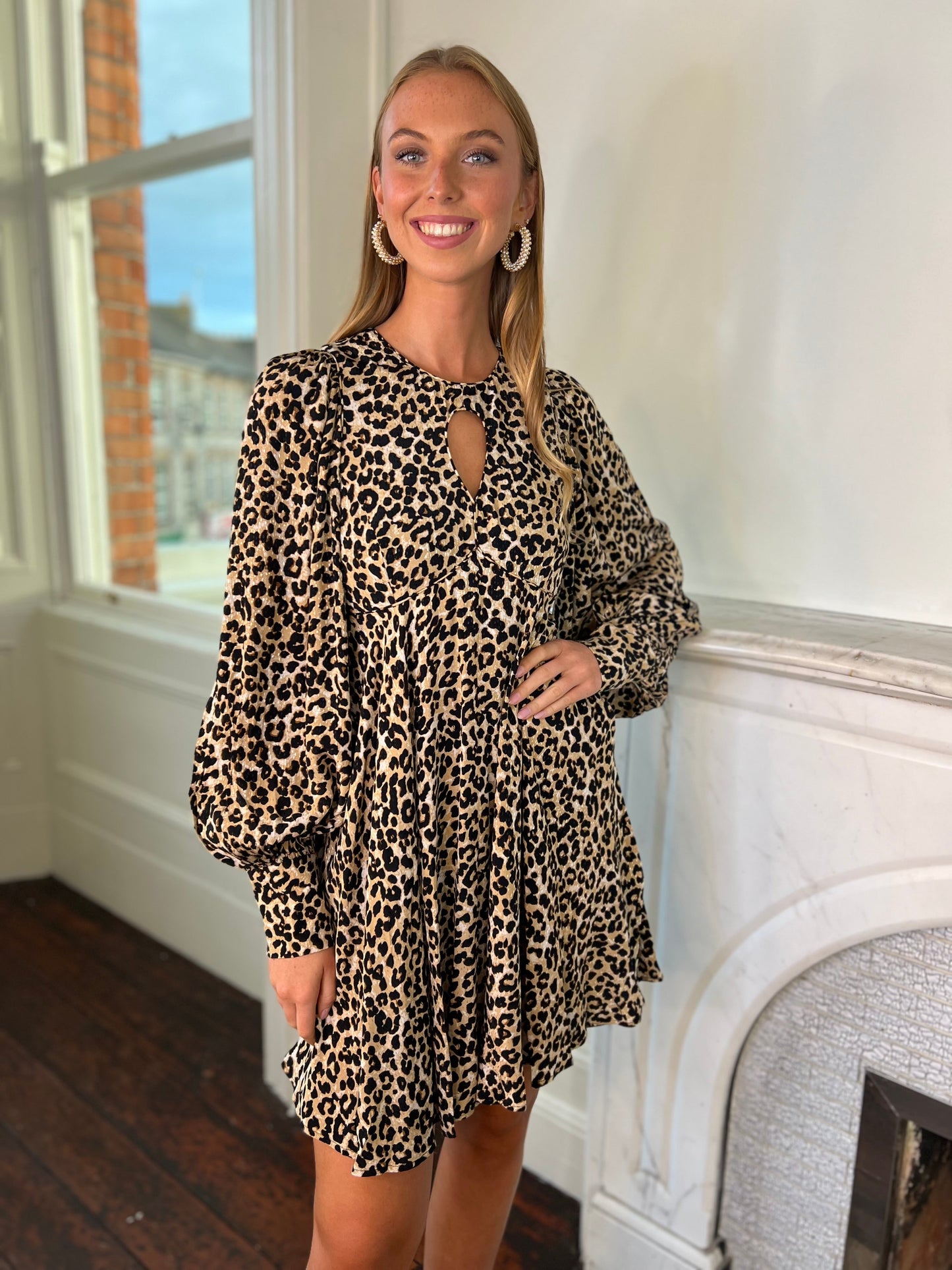 Gendy Leopard Print Cut Out Dress