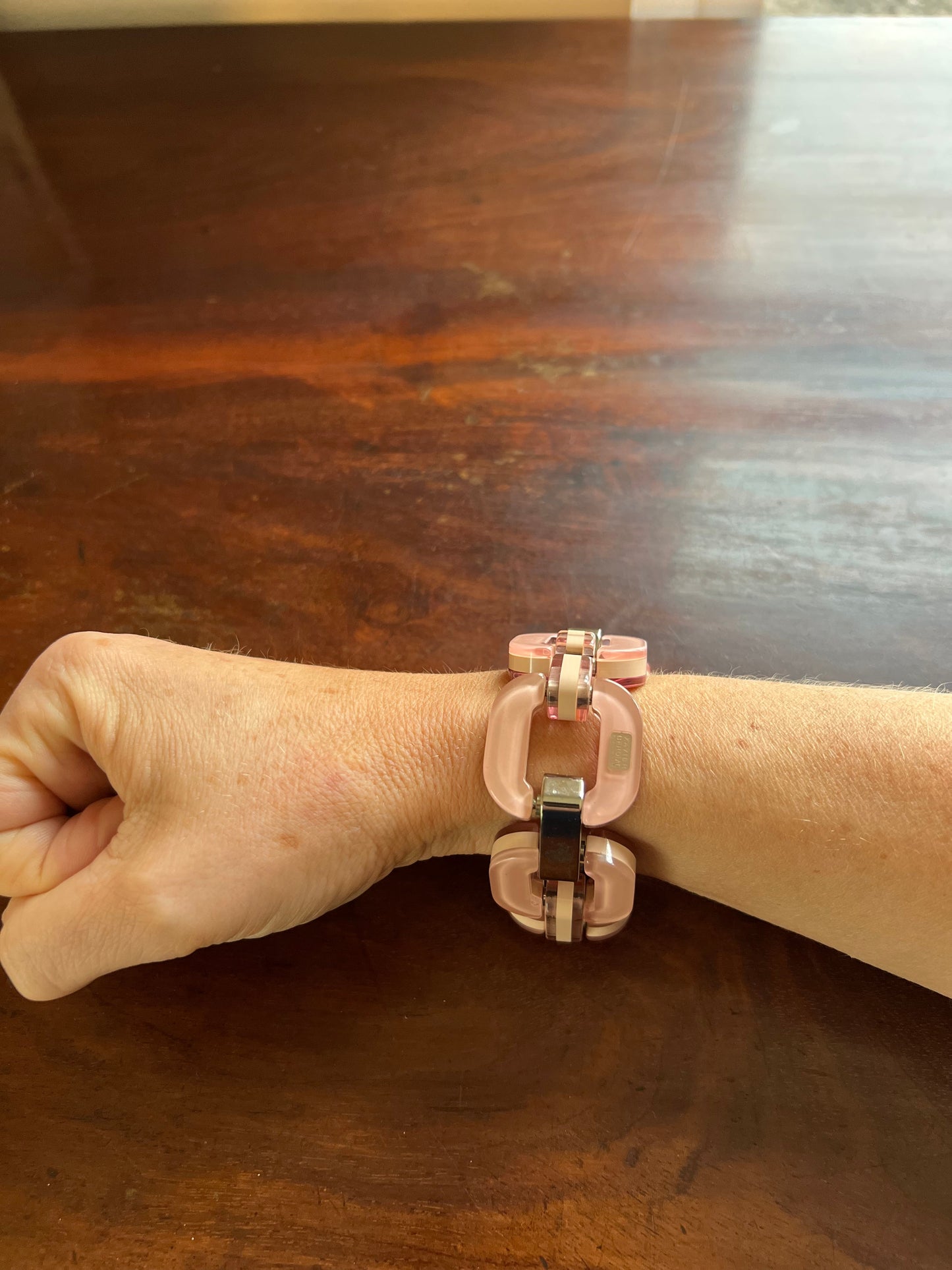 Dusty Pink Resin and Chrome Bracelet