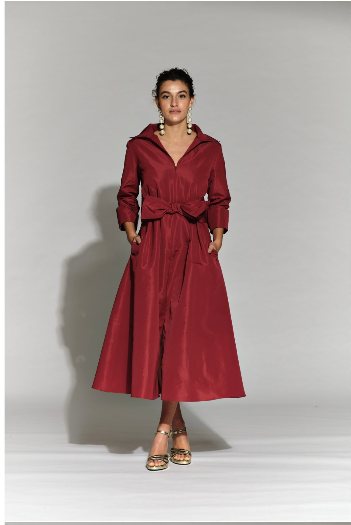 Puket Taffeta Bordeaux Shirt Dress