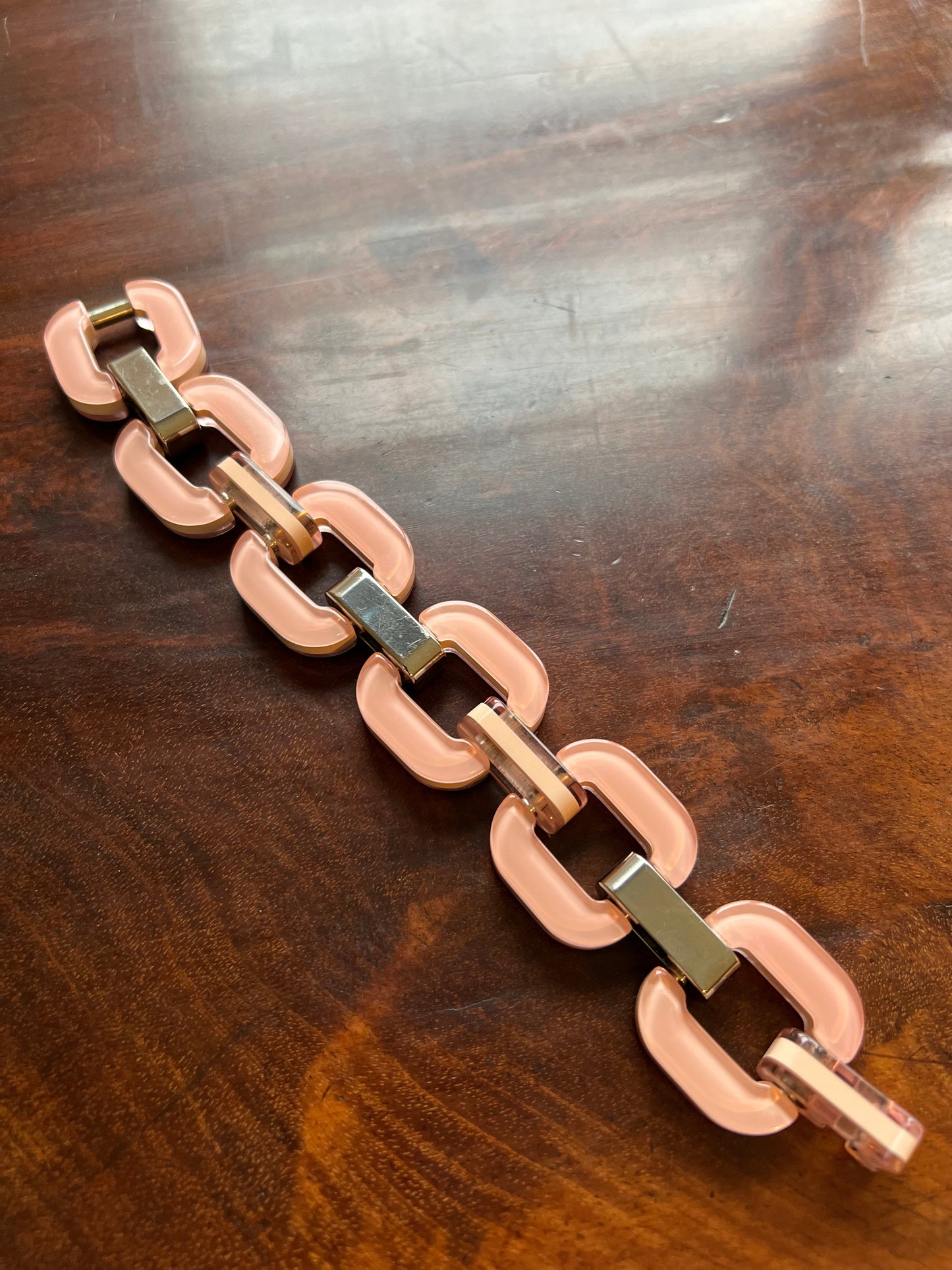 Dusty Pink Resin and Chrome Bracelet