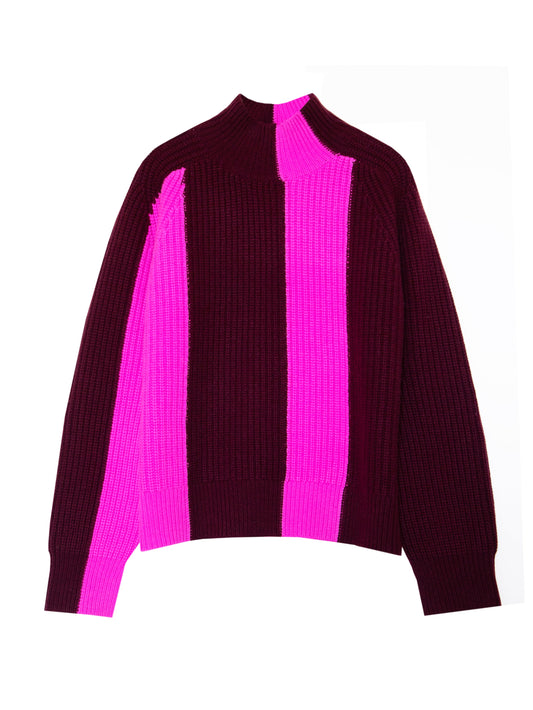 Ainsley Burgandy and Magenta Cashmere Sweater