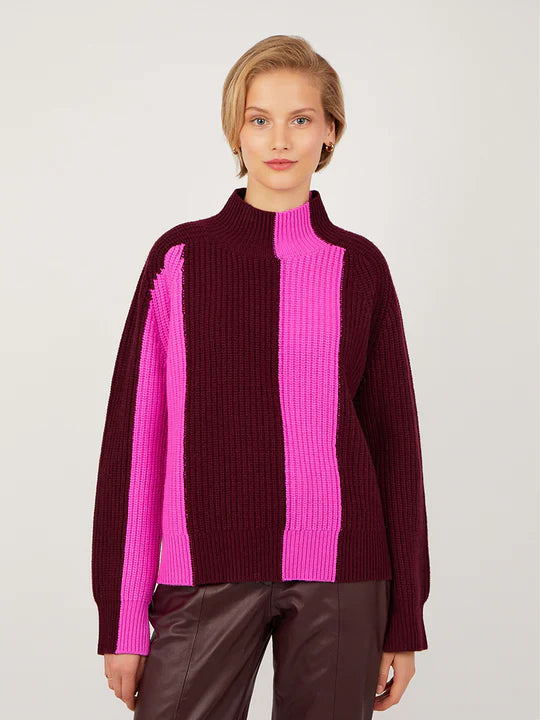 Ainsley Burgandy and Magenta Cashmere Sweater