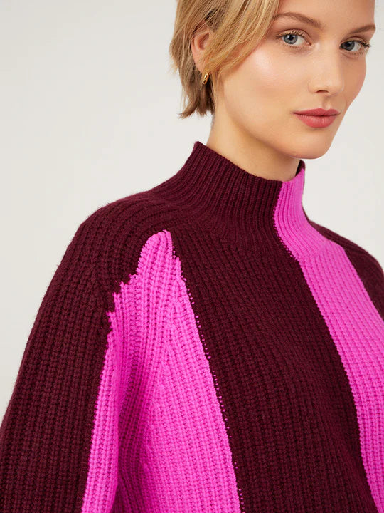 Ainsley Burgandy and Magenta Cashmere Sweater