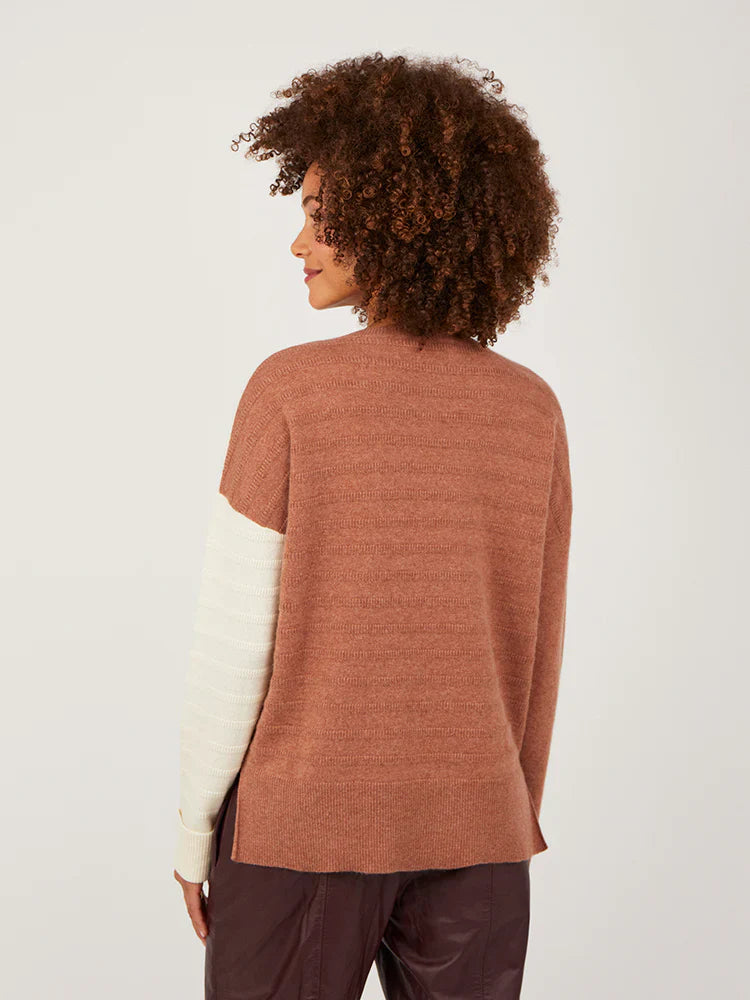 Rihanna Cashmere Sweater in Cream, Grey and Rust