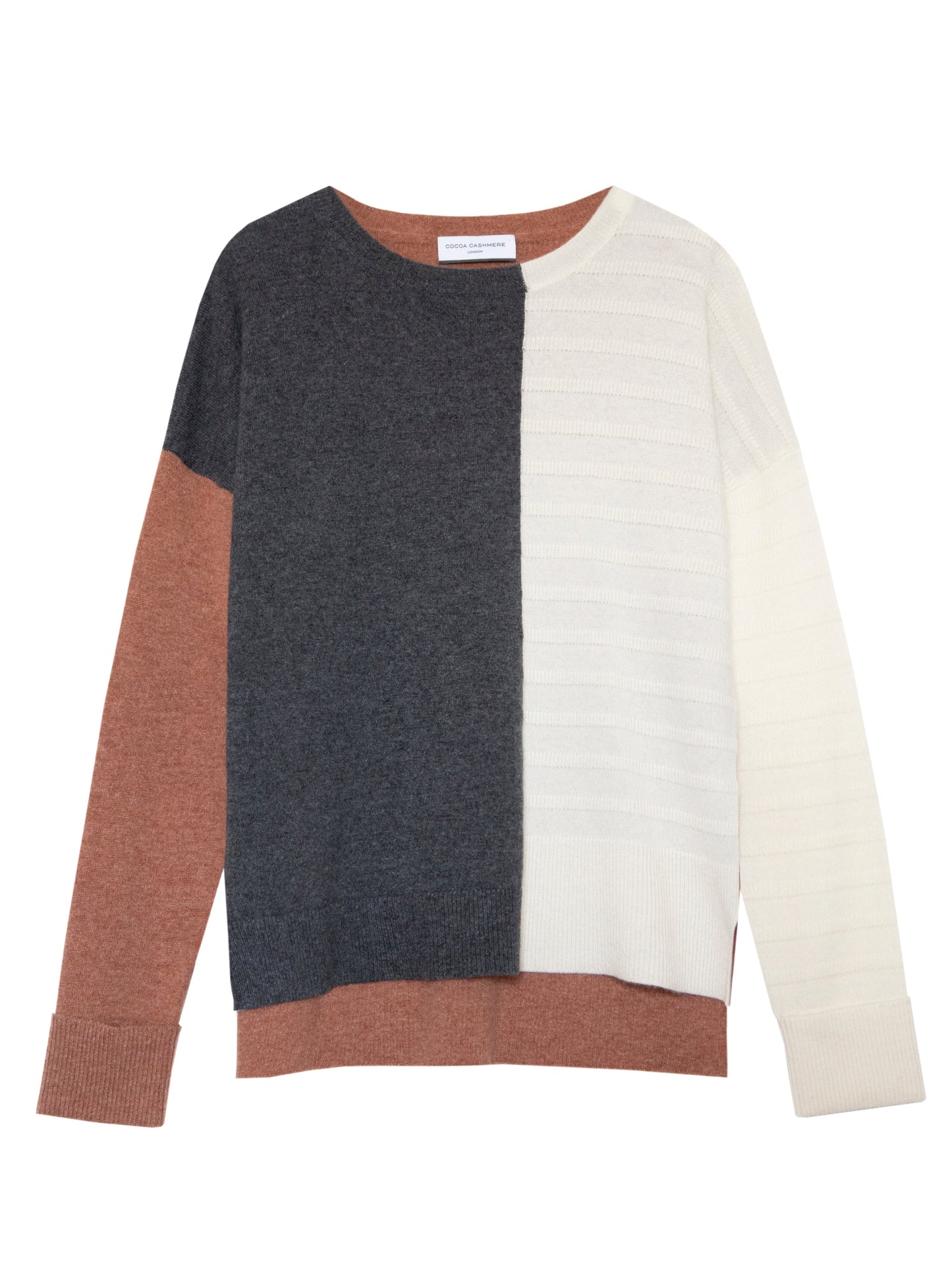 Rihanna Cashmere Sweater in Cream, Grey and Rust