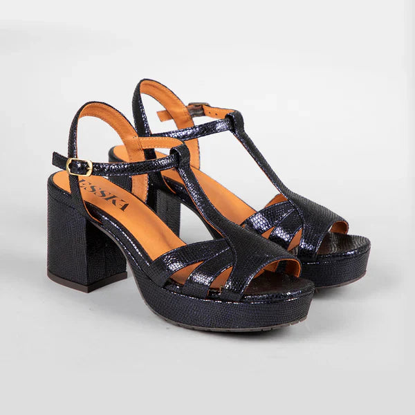 Charlie Sandals in Metallic Navy