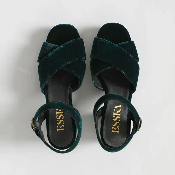 Clara Vegan Sandal in  Velvet Green