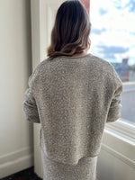 Taupe and Gold Lurex Tweed Knit Cardigan