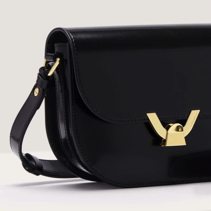 Dew Shiny Calf Small Black Bag