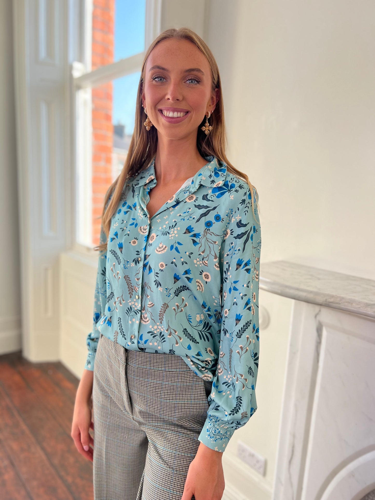 Adamo Blouse in a Seagreen Floral Print