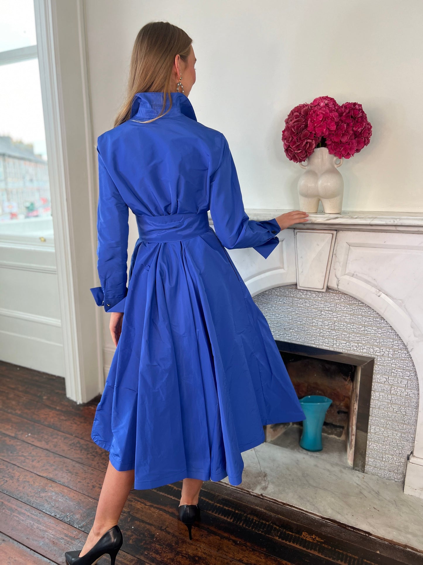 Mariastella Taffeta Midi Length Shirt  Dress Available in 2 Colours