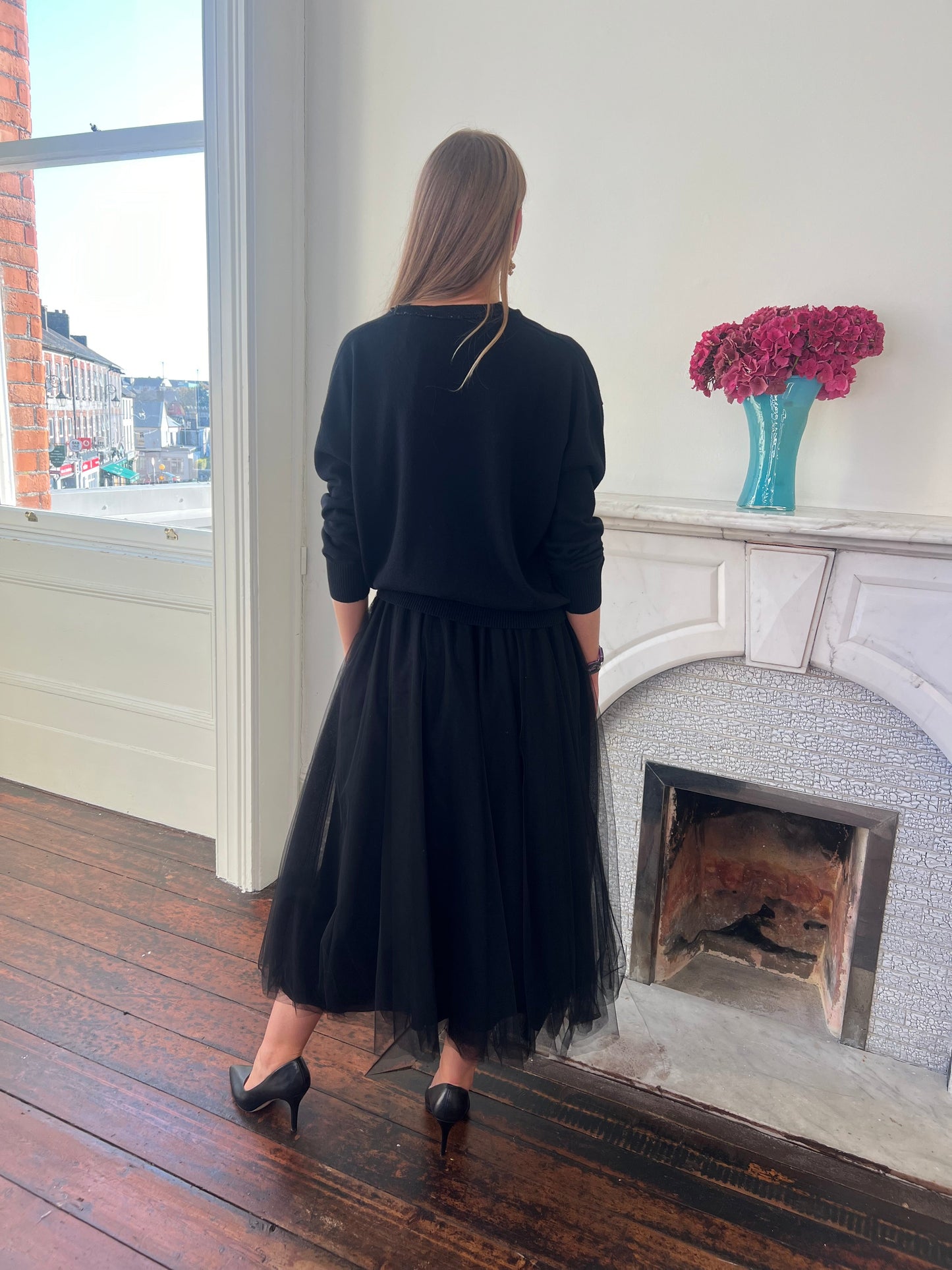 Black Tulle Skirt with Elasticated Waist