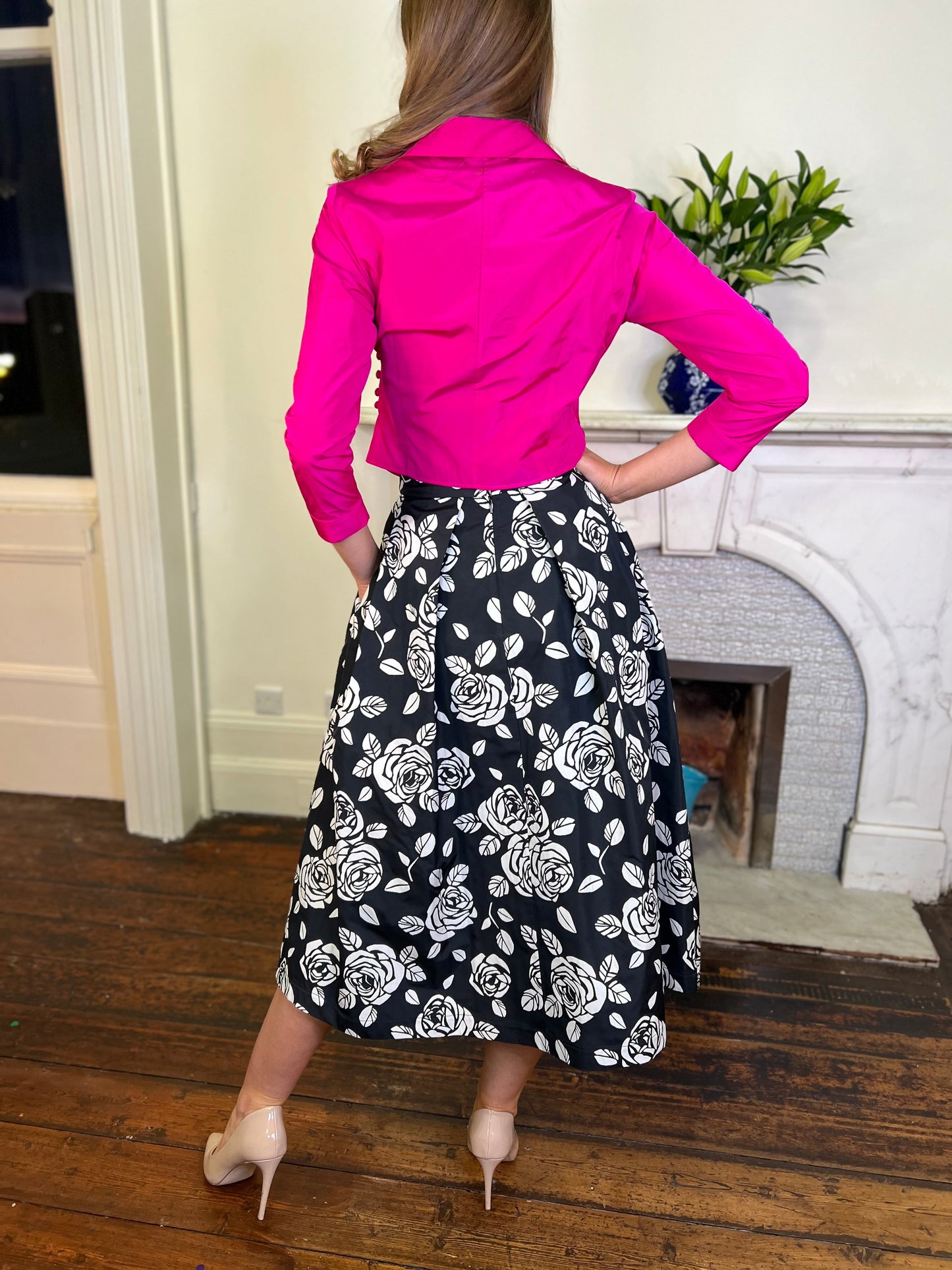 Clara Black and White Brocade Skirt