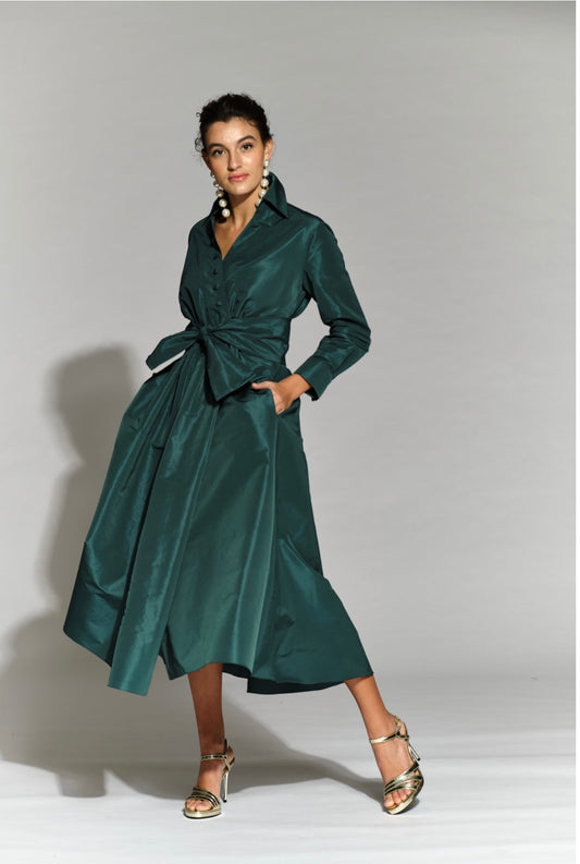 Bali Taffeta Shirt Dress With Lapel Collar available in 2 Colour Ways