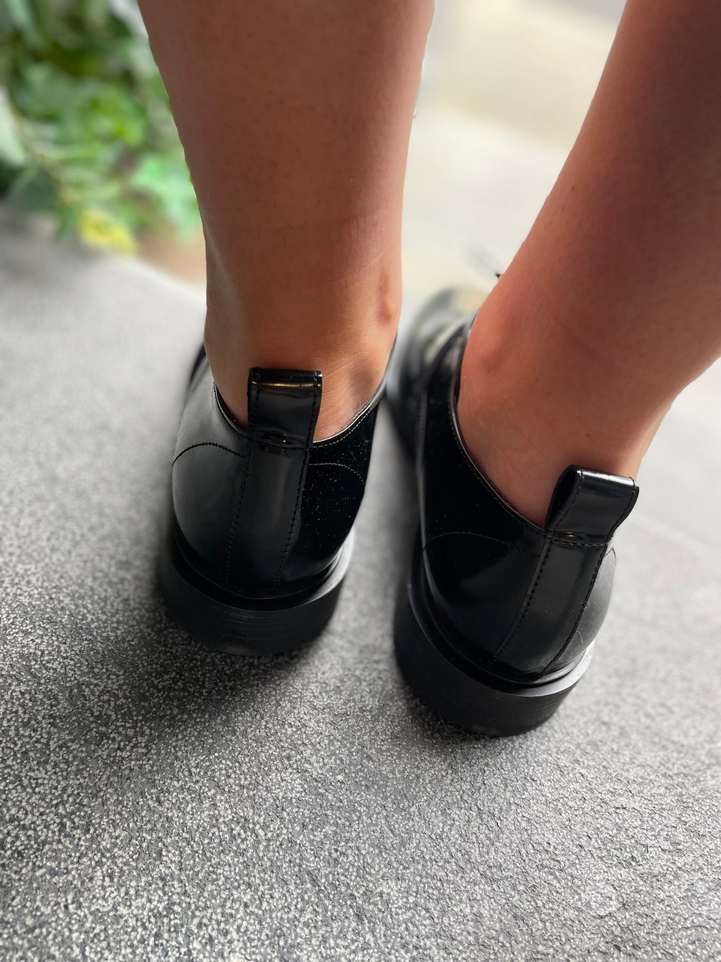 Black Patent Brogues with Gold Clasp