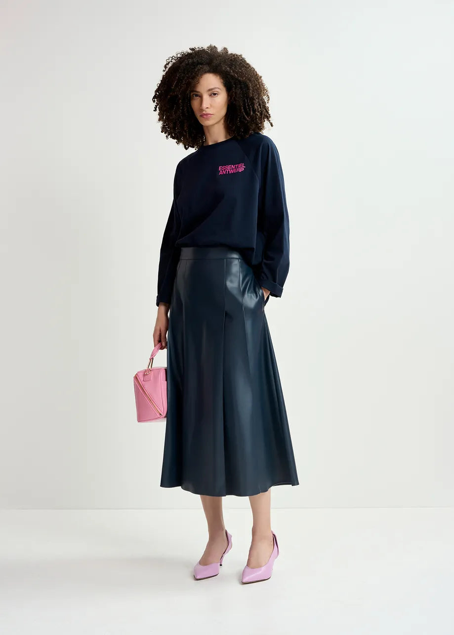 Geeuw Faux Leather Midi Skirt