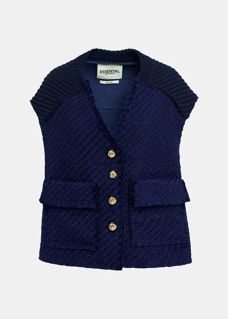 Geologic Sleeveless Jacket Navy