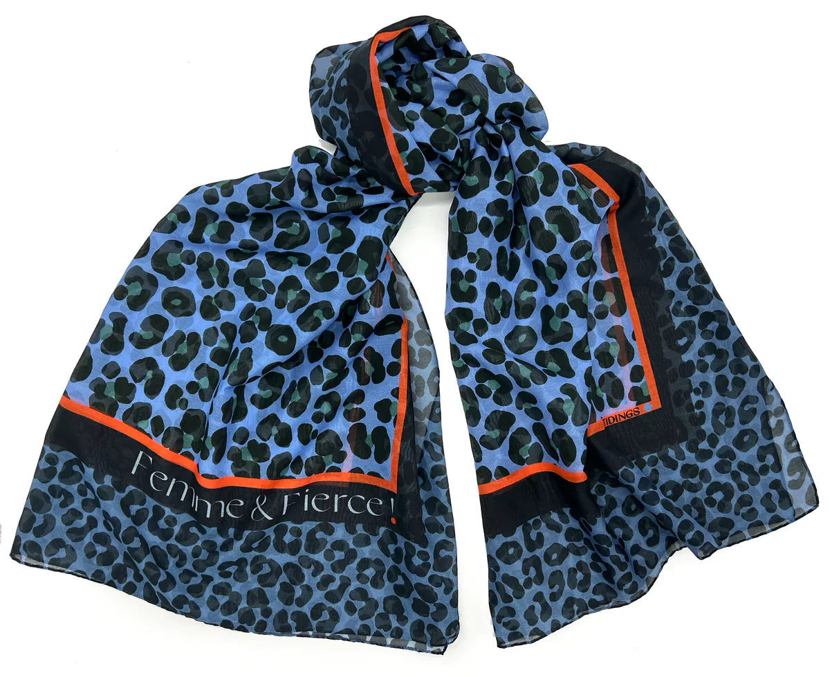 FEMME AND FIERCE BLUE SILK/COTTON SCARF