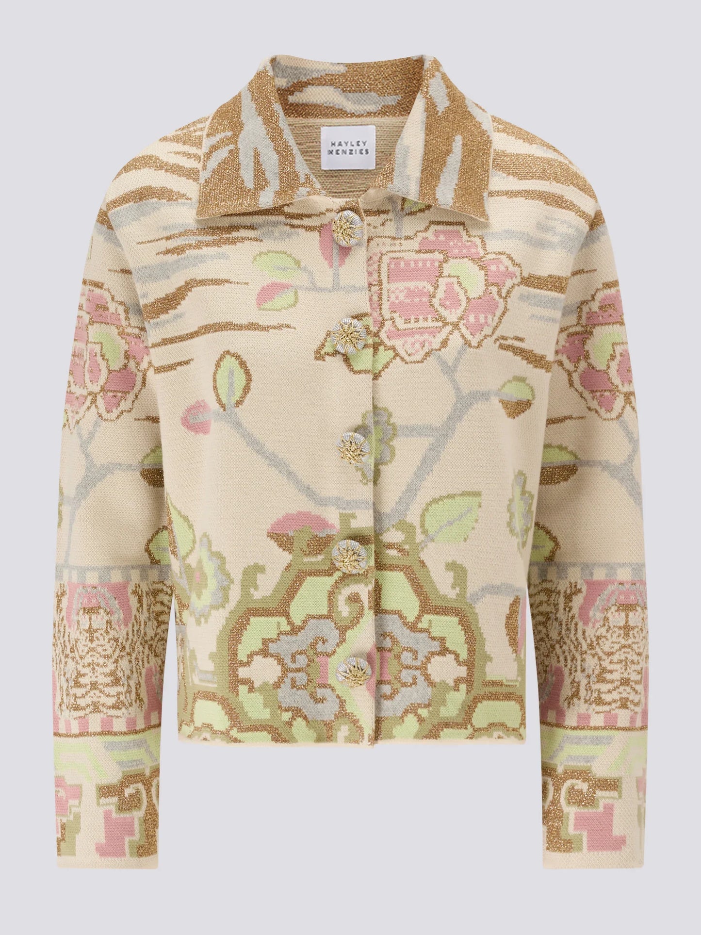 Lotus Carpet Cotton Jacquard Jacket in Ecru