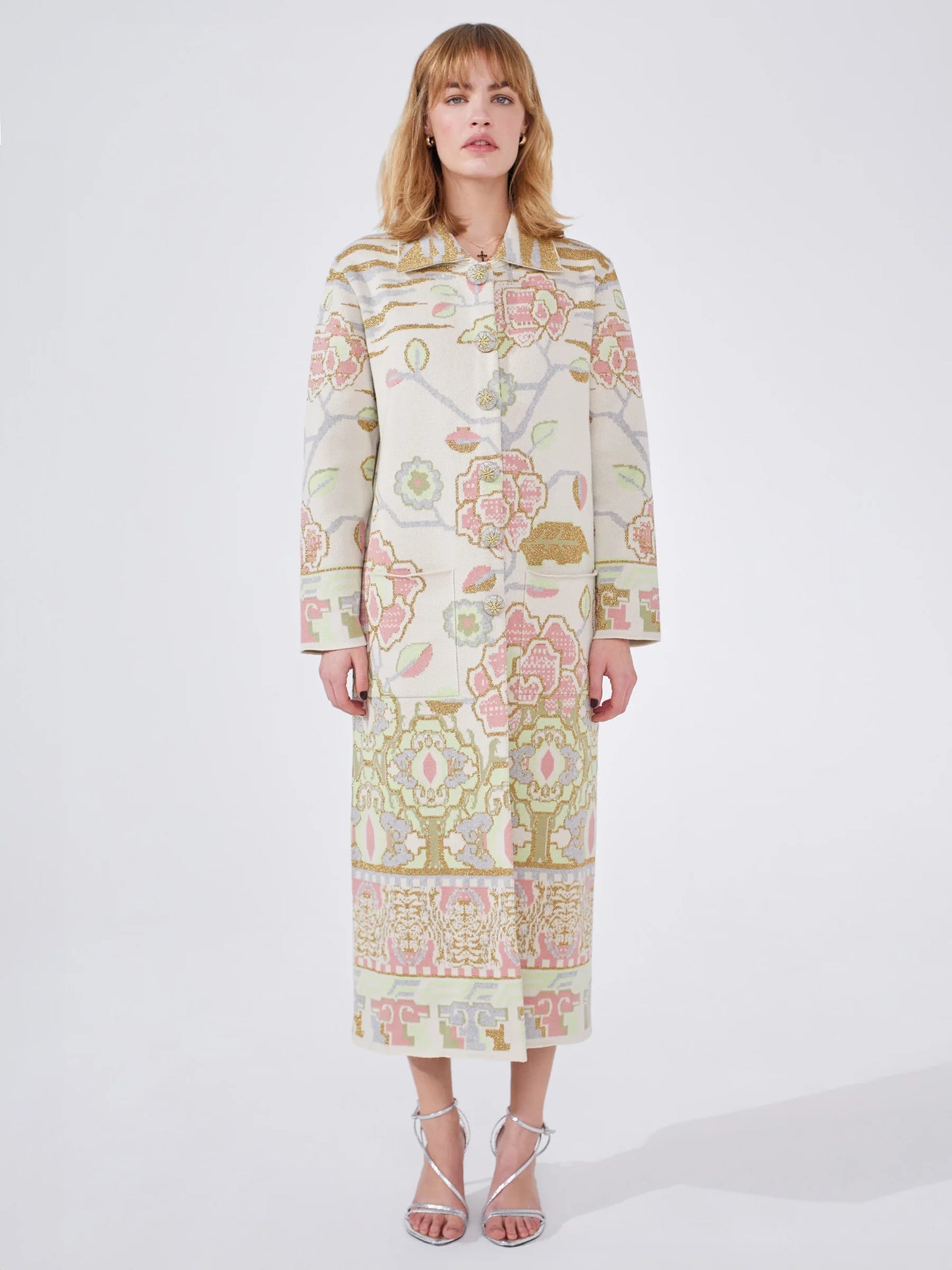 Lotus Carpet Cotton Jacquard Coat Cardigan