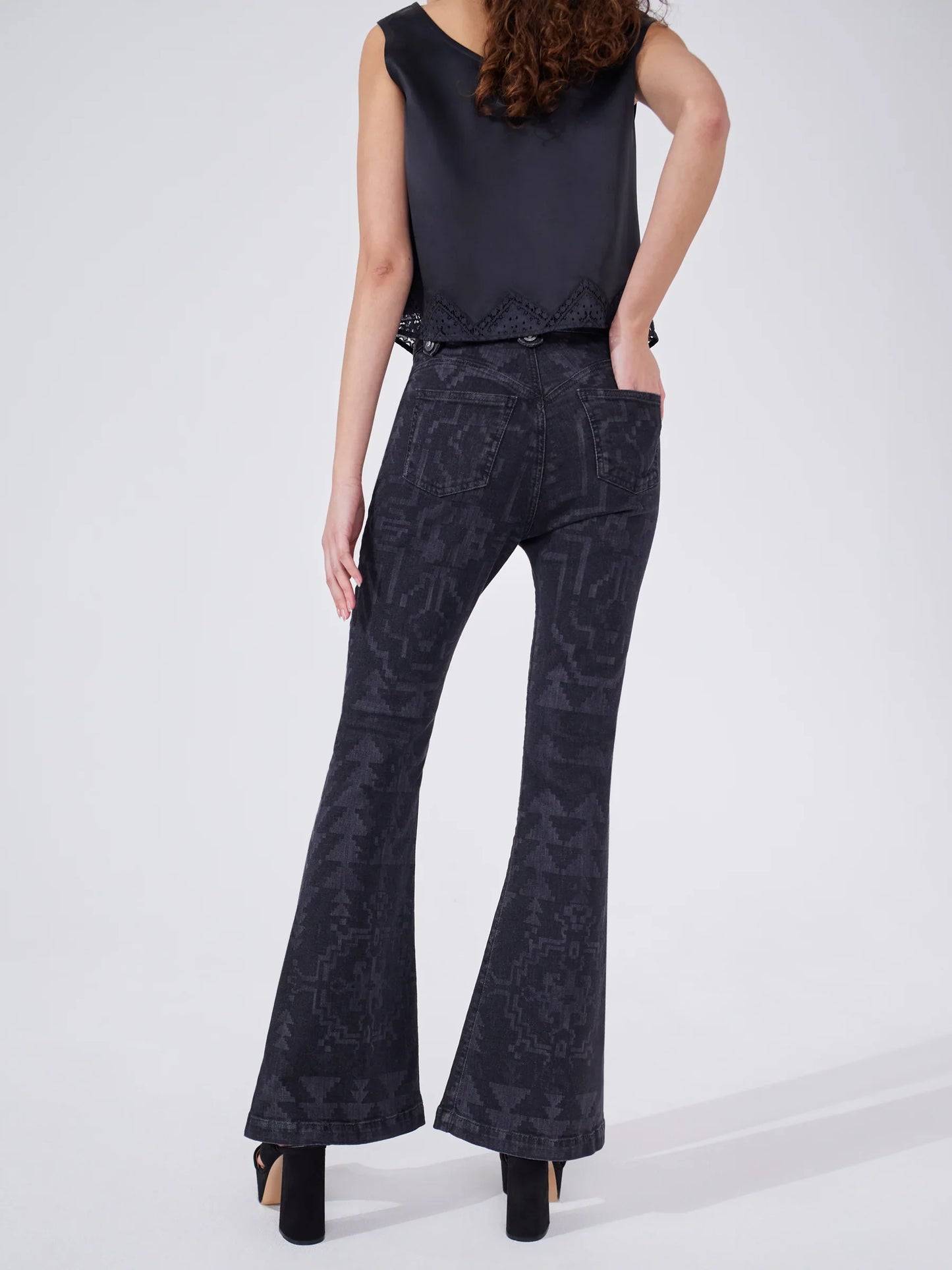 Laser Printed Flare Jeans