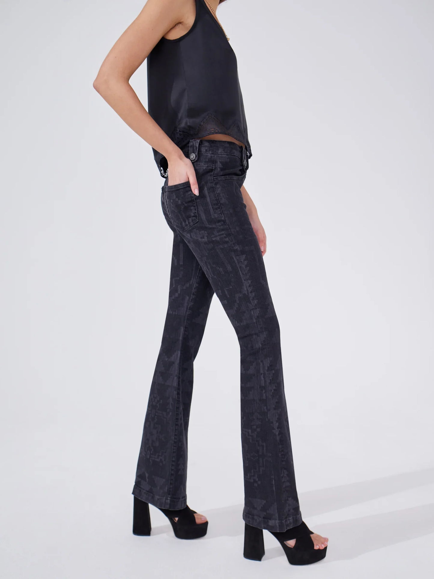 Laser Printed Flare Jeans