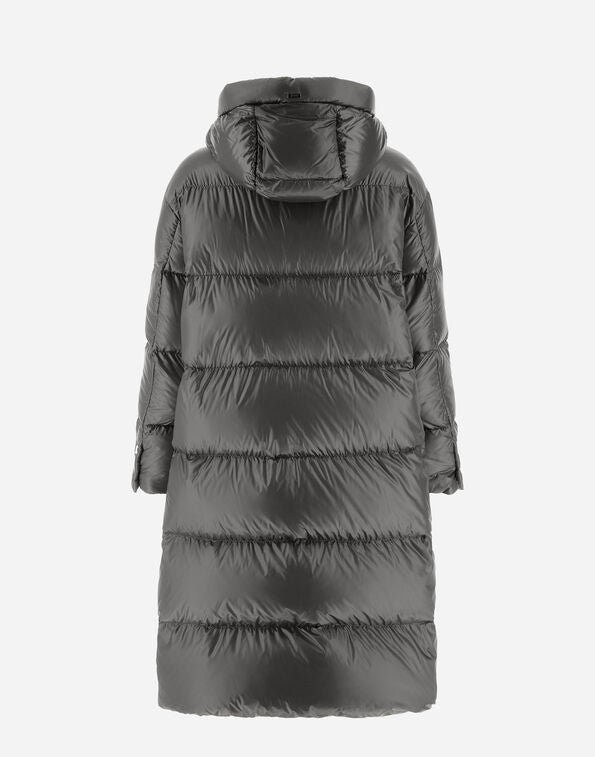 Long Down Quilted Ultra Light Coat with Hood Available in 2 Colours