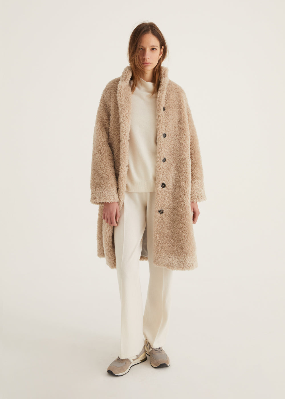 Polar White Faux Fur Single Breasted Coat