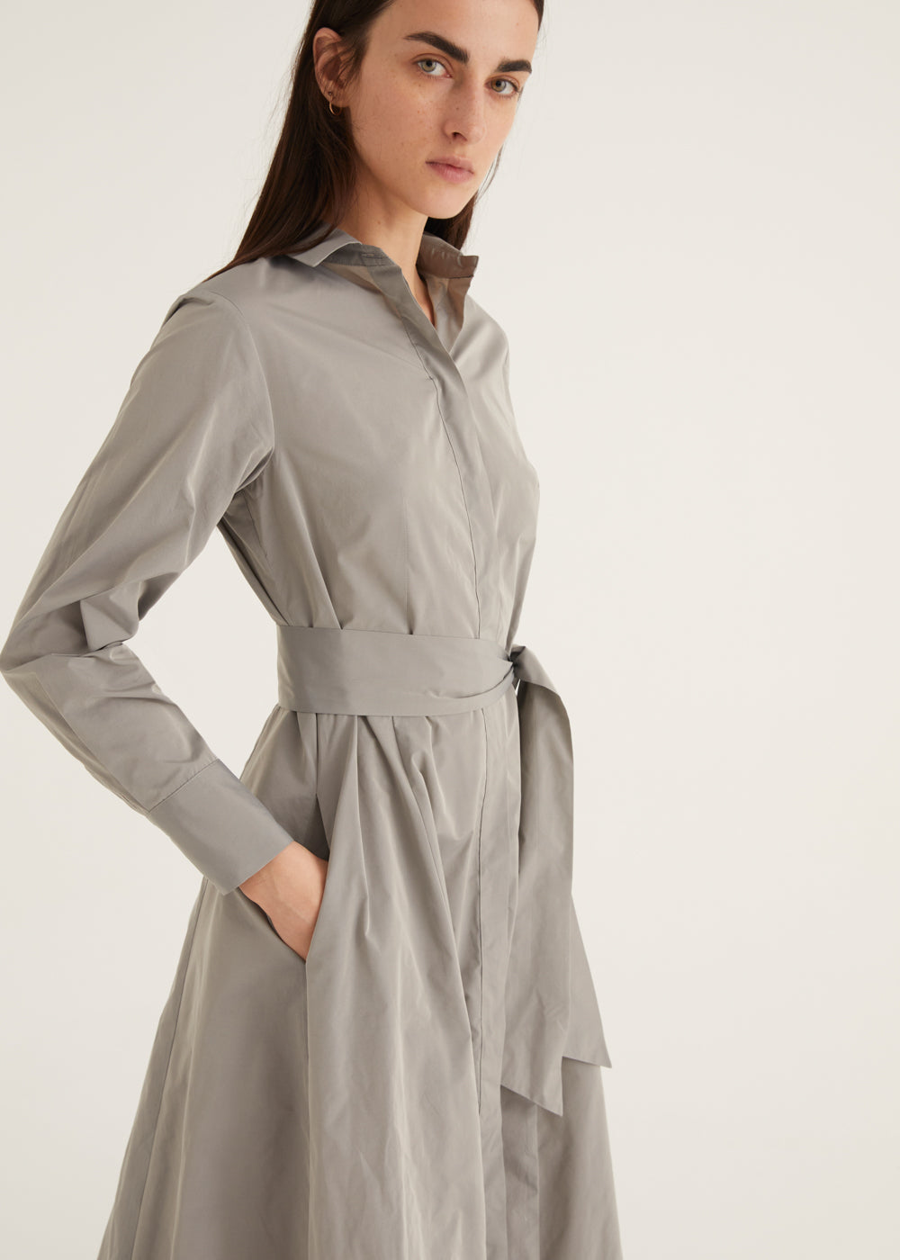 Taffeta Shirt Dress with Belt Detail  in 2 Colour Ways