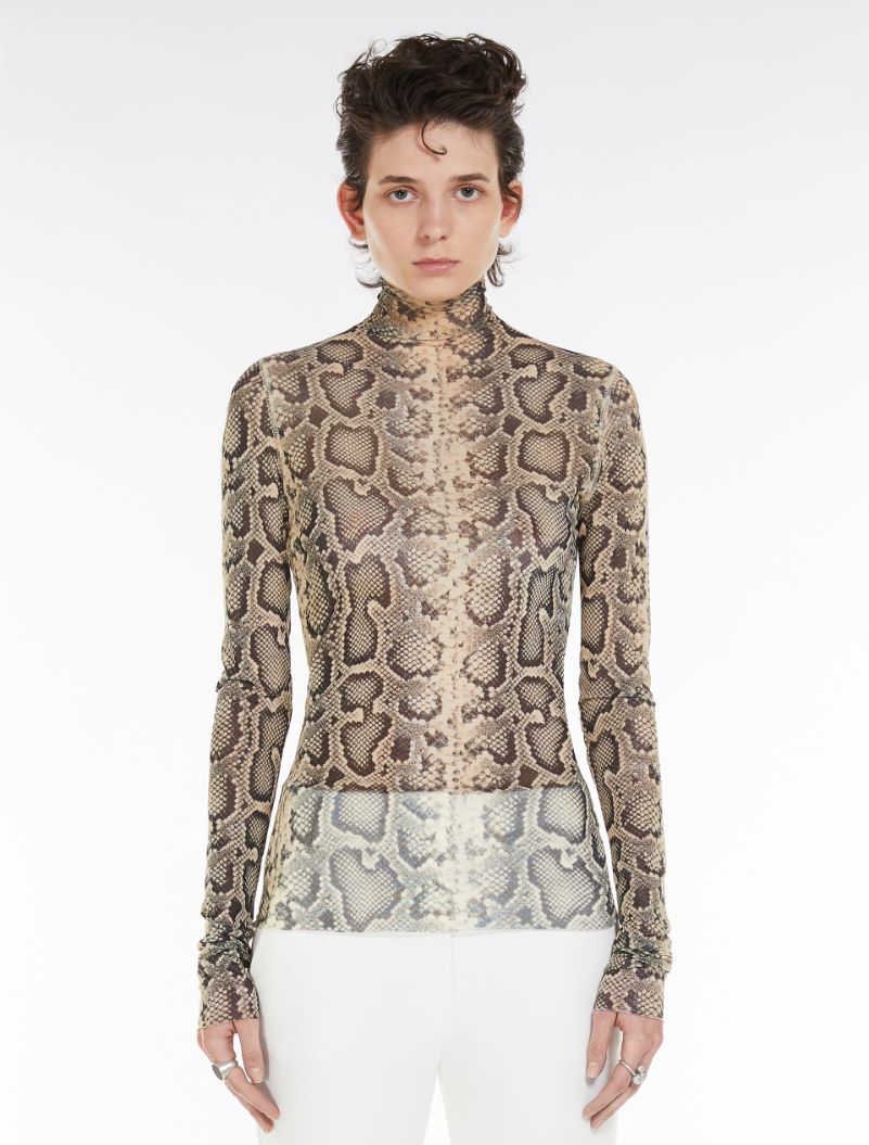 Proteo Snake Printed Tulle Long Sleeved Top