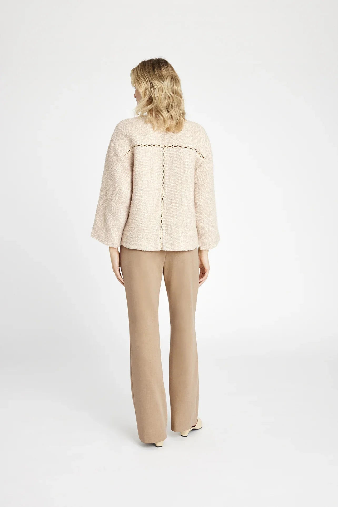 Tille single Breasted  Woven Jacket with Patch Pockets  in Sand