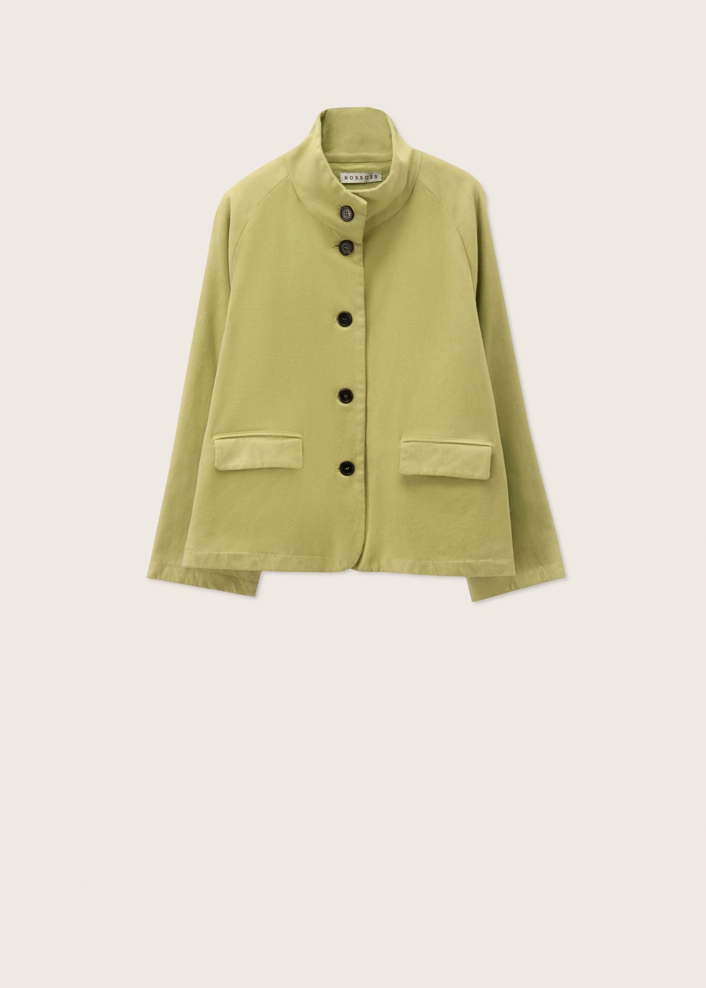 Relaxed Single Breasted Brushed Cotton Jacket in Lime Green