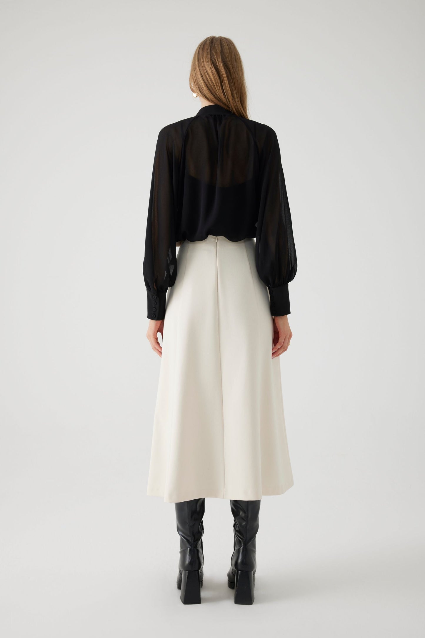 Arlene Black Chiffon Blouse with High Neck