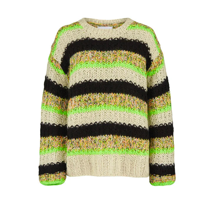 Savannah Stripe Knit Sweater In Lime Kit