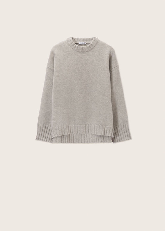 Light Grey Relaxed Wool Knit Sweater