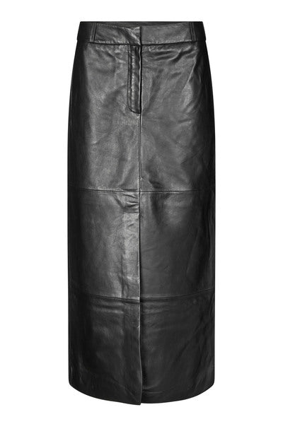 Letho Leather Maxi Skirt in Black