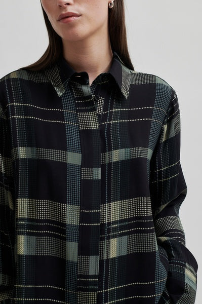 Checca Check Shirt in Black and Teal