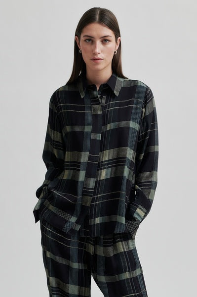 Checca Check Shirt in Black and Teal