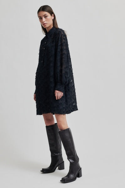 Carey  Embossed Tunic Dress in Black