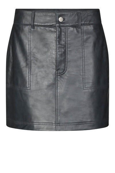 Letho Leather Short Skirt in Volcanic Ash