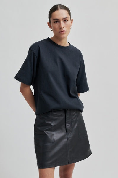 Letho Leather Short Skirt in Volcanic Ash