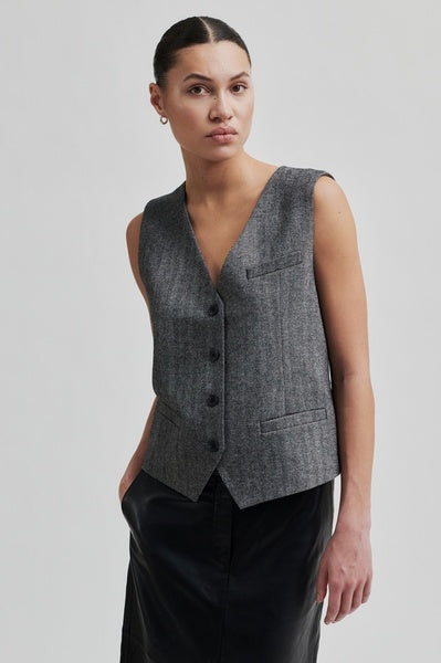 Waleria Waistcoat in Charcoal Tweed