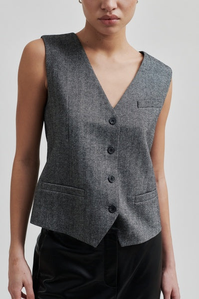 Waleria Waistcoat in Charcoal Tweed